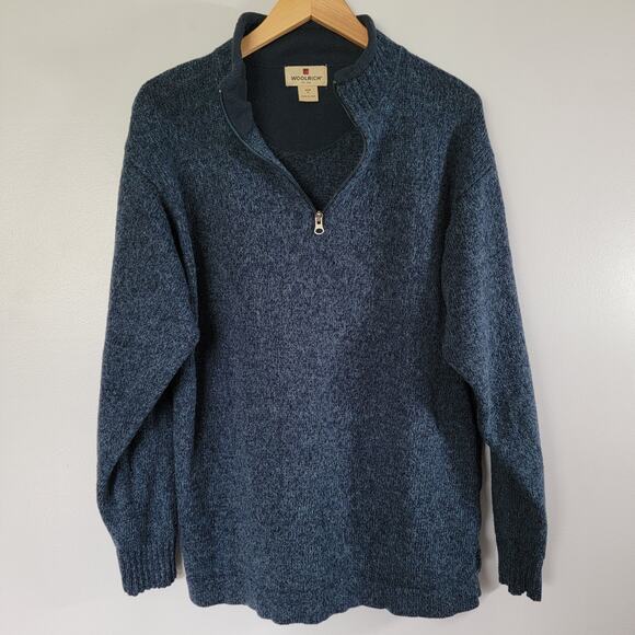 Woolrich Wool Sweater Mens M Navy Preppy Cozy Ski Chalet Business Casual *READ - Picture 1 of 10